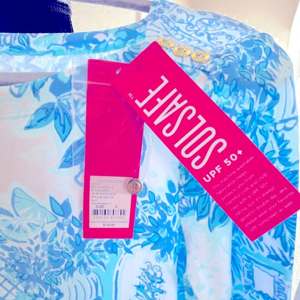 NWT Lilly Pulitzer Blue and White Floral Dress - Size Small